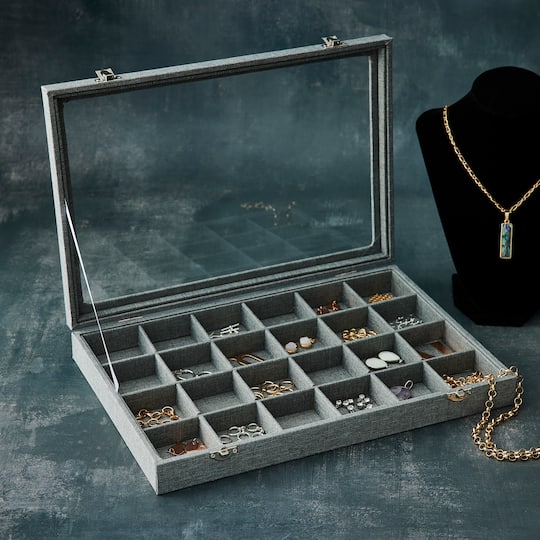 Gray Jewelry Tray with Lid By Bead Landing™